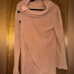 Burnt orange swoop neck heavy sweater